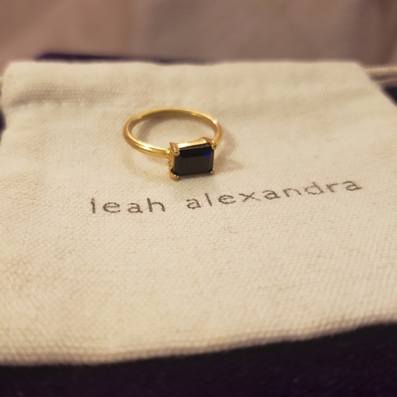 Leah Alexandra 14k gold plated black Onyx ring